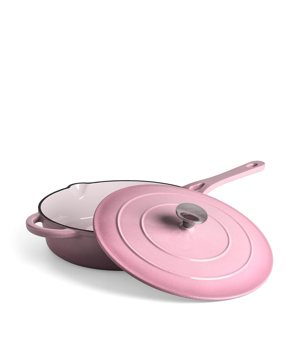 Cazuela Baja de Hierro Fundido con Tapa 28 cm de diametro Retro Rosa