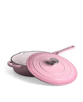 Cazuela Baja de Hierro Fundido con Tapa 28 cm de diametro Retro Rosa
