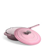 Cazuela Baja de Hierro Fundido con Tapa 28 cm de diametro Retro Rosa