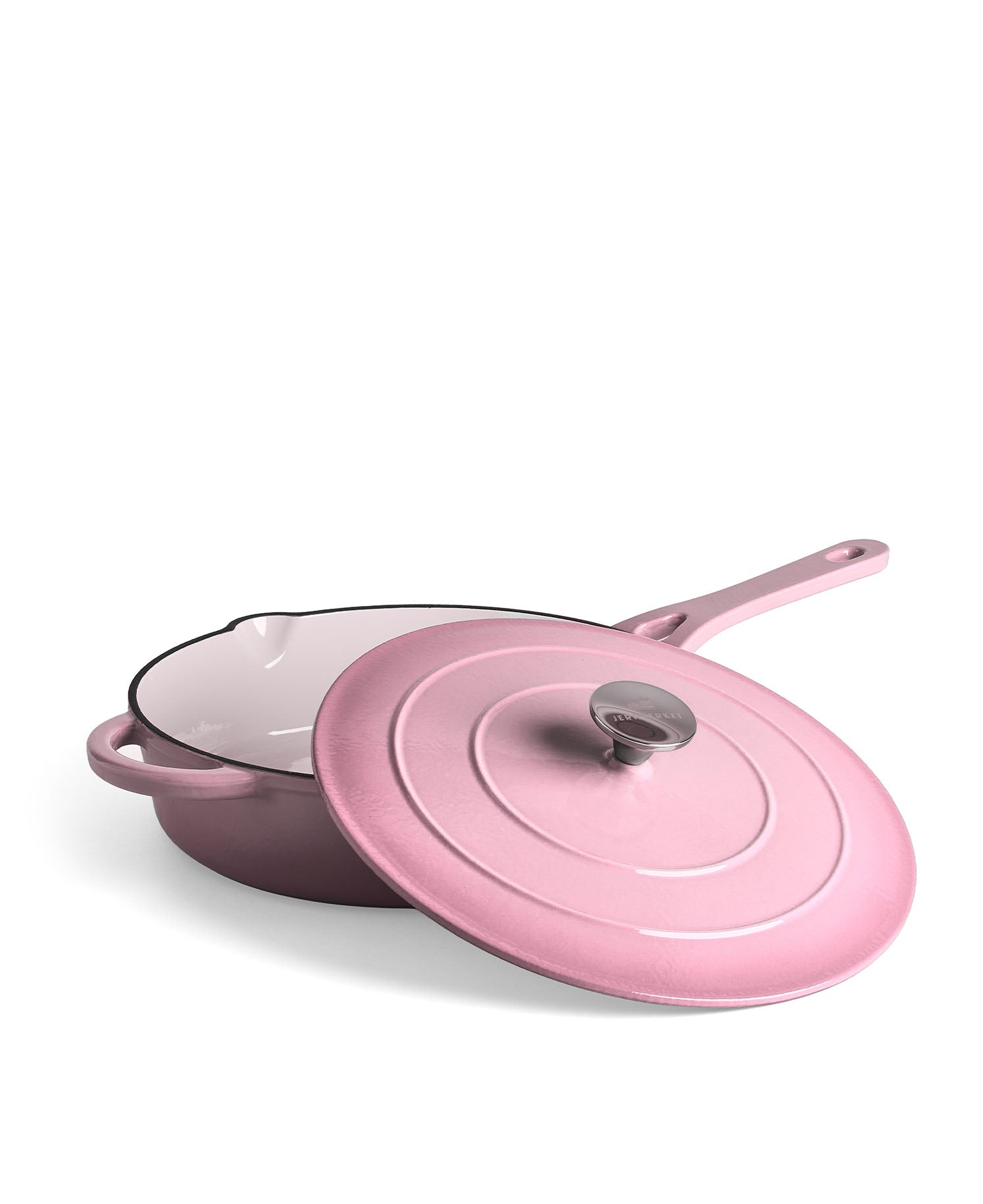 Cazuela Baja de Hierro Fundido con Tapa 28 cm de diametro Retro Rosa
