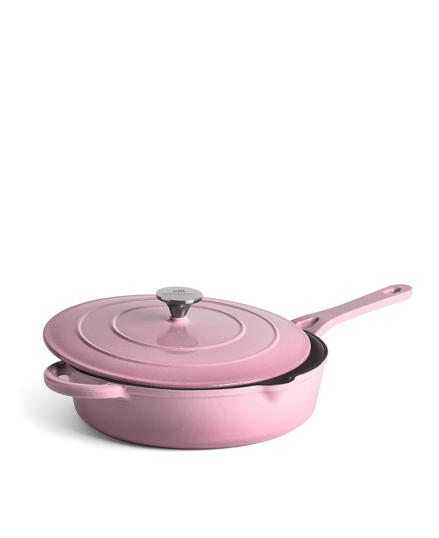 Cazuela Baja de Hierro Fundido con Tapa 28 cm de diametro Retro Rosa