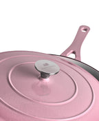 Cazuela Baja de Hierro Fundido con Tapa 28 cm de diametro Retro Rosa
