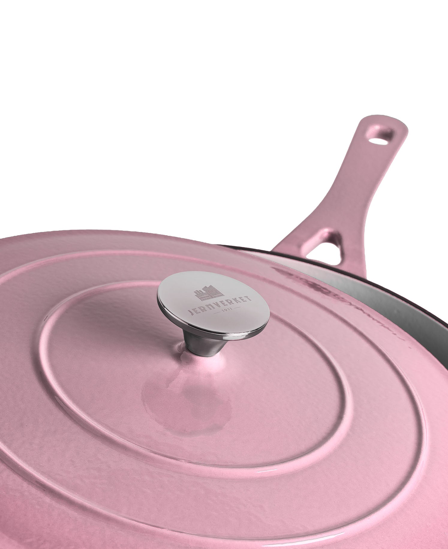 Cazuela Baja de Hierro Fundido con Tapa 28 cm de diametro Retro Rosa