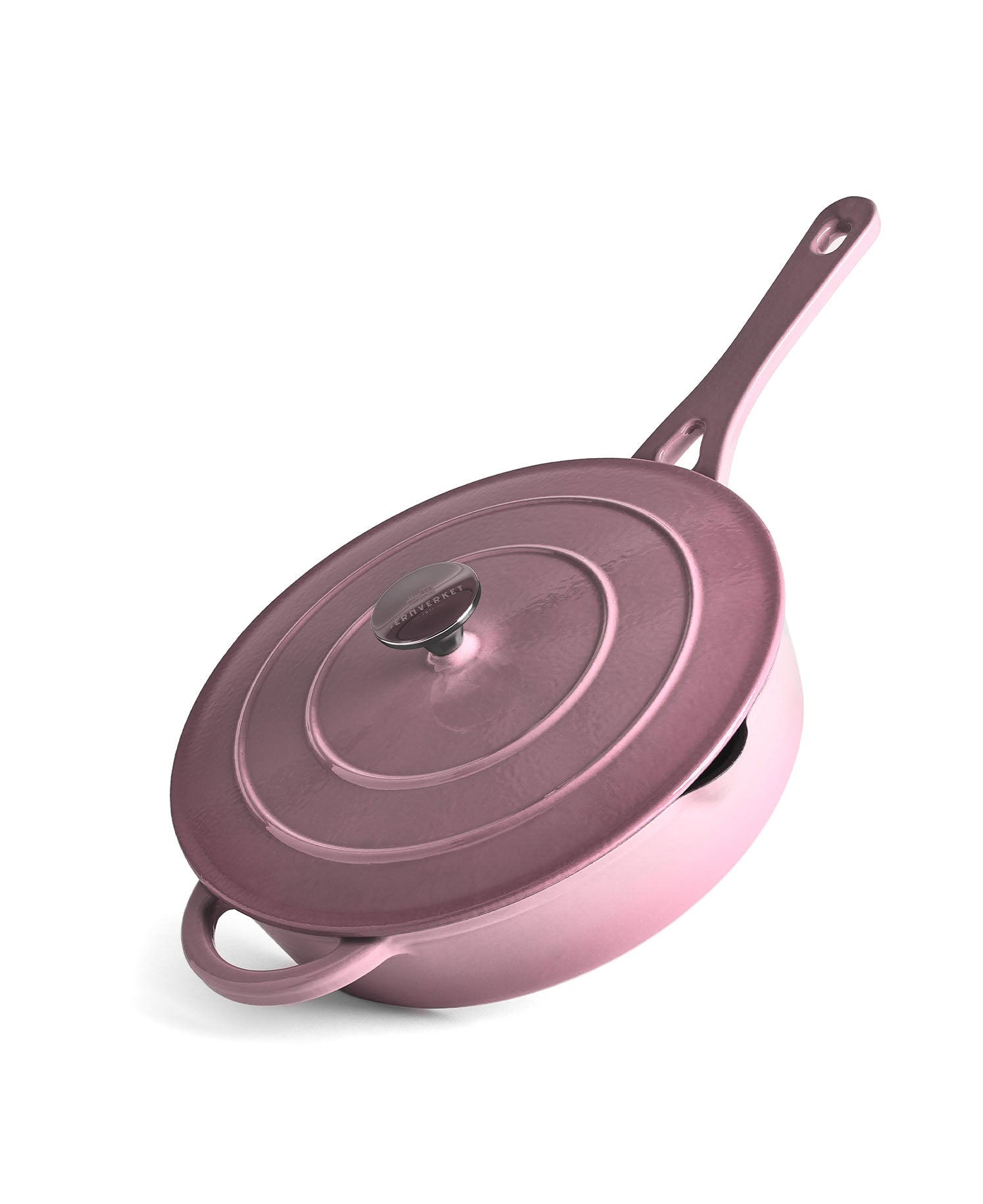 Cazuela Baja de Hierro Fundido con Tapa 28 cm de diametro Retro Rosa