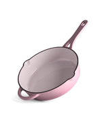 Cazuela Baja de Hierro Fundido con Tapa 28 cm de diametro Retro Rosa
