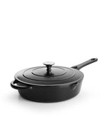 Cazuela Baja de Hierro Fundido con Tapa 28 cm de diametro Oscuro Matte