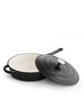 Cazuela Baja de Hierro Fundido con Tapa 28 cm de diametro Oscuro Matte