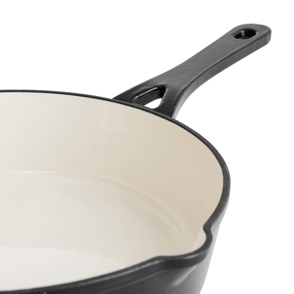 Cazuela Baja de Hierro Fundido con Tapa 28 cm de diametro Oscuro Matte