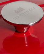 Cazuela Baja de Hierro Fundido con Tapa 28 cm de diametro Sangre Roja