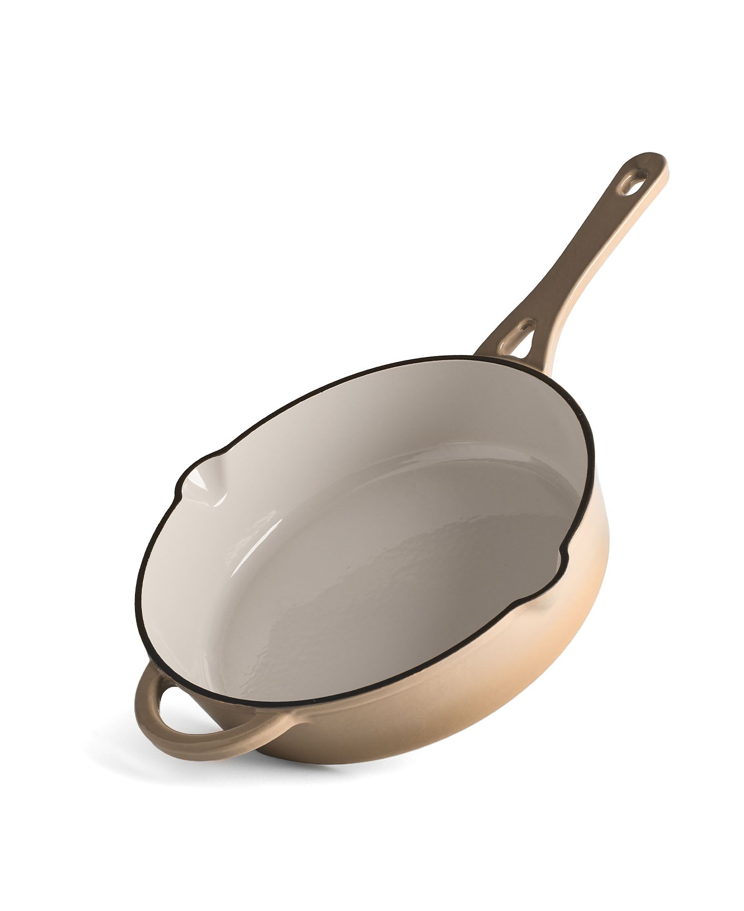 Cazuela Baja de Hierro Fundido con Tapa 28 cm de diametro Crema