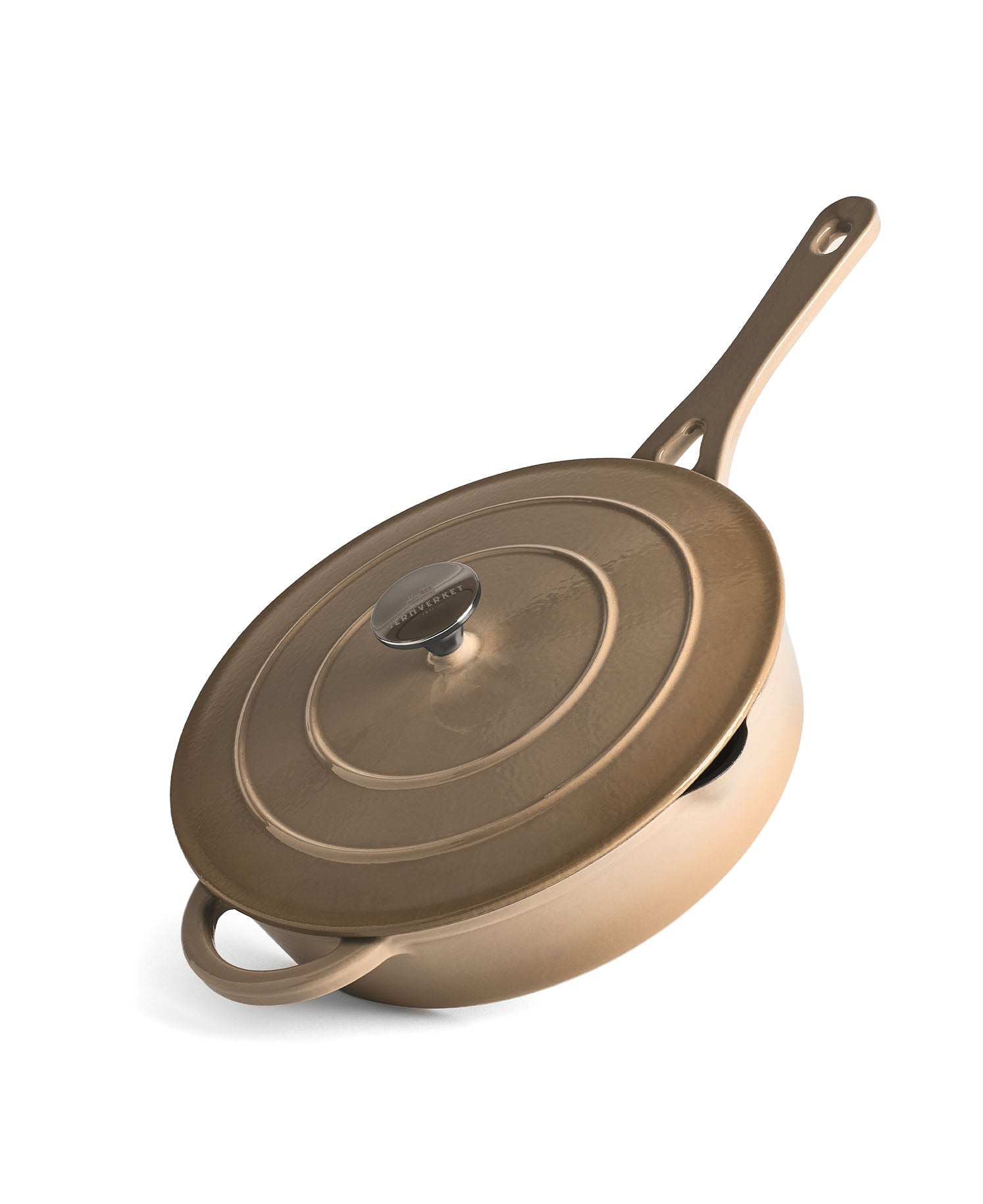 Cazuela Baja de Hierro Fundido con Tapa 28 cm de diametro Crema