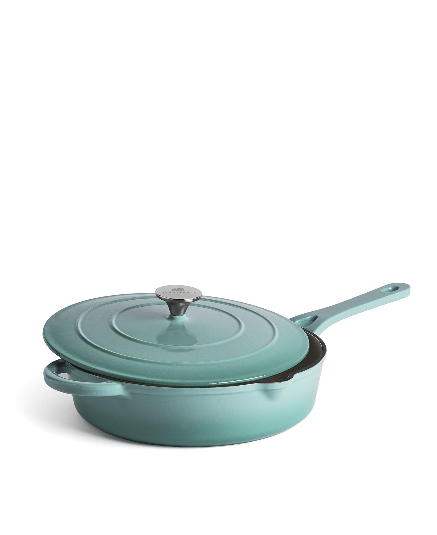 Cazuela Baja de Hierro Fundido con Tapa 28 cm de diametro Retro Verde