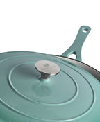 Cazuela Baja de Hierro Fundido con Tapa 28 cm de diametro Retro Verde
