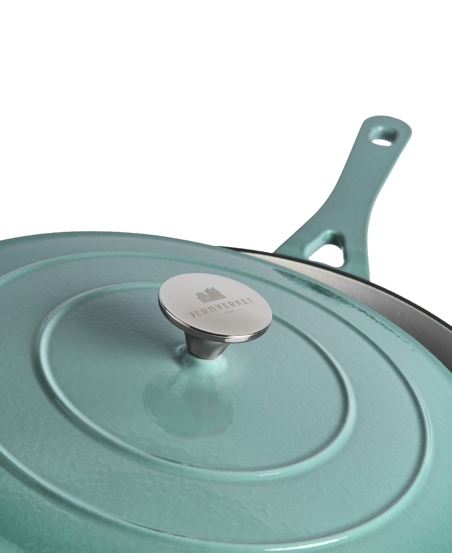 Cazuela Baja de Hierro Fundido con Tapa 28 cm de diametro Retro Verde