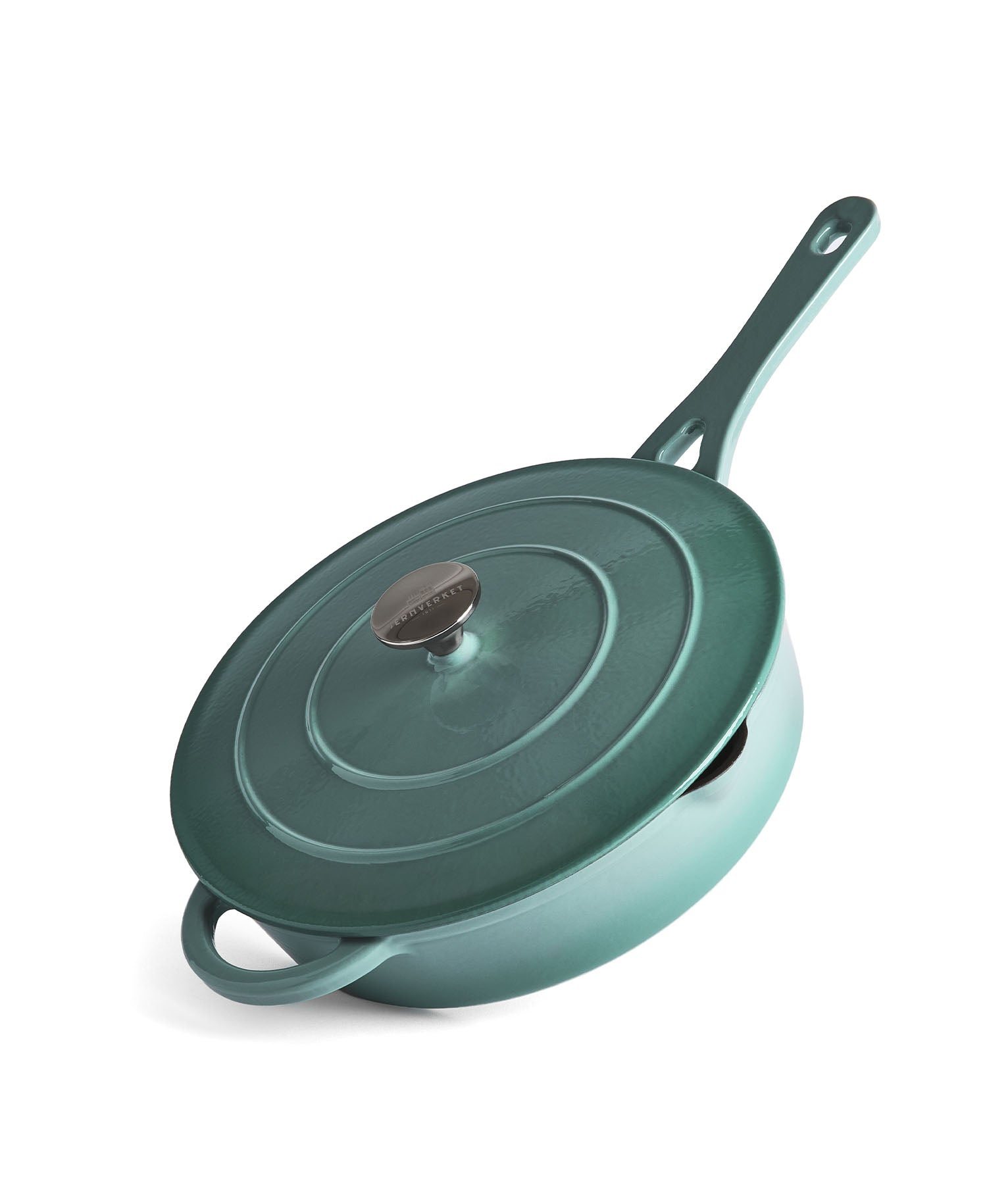 Cazuela Baja de Hierro Fundido con Tapa 28 cm de diametro Retro Verde