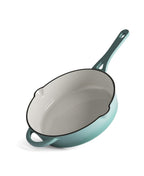 Cazuela Baja de Hierro Fundido con Tapa 28 cm de diametro Retro Verde