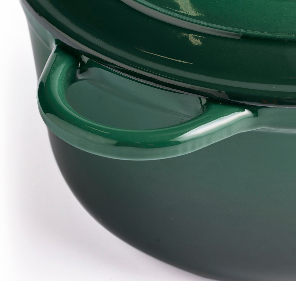 Olla de Hierro Fundido con Tapa , 4,2 Litros, 24 cm de diámetro,  Verde Oscuro