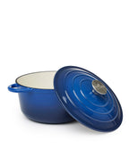 Olla de Hierro Fundido con Tapa , 4,2 Litros, 24 cm de diámetro,  Brisa Azul
