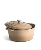 Olla Grande de Hierro Fundido con Tapa , 7 Litros, 29 cm diametro, Blanco Crema