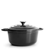 Olla de Hierro Fundido con Tapa , 4,2 Litros, 24 cm de diámetro,  Negro Mate