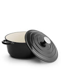 Olla de Hierro Fundido con Tapa , 4,2 Litros, 24 cm de diámetro,  Negro Mate