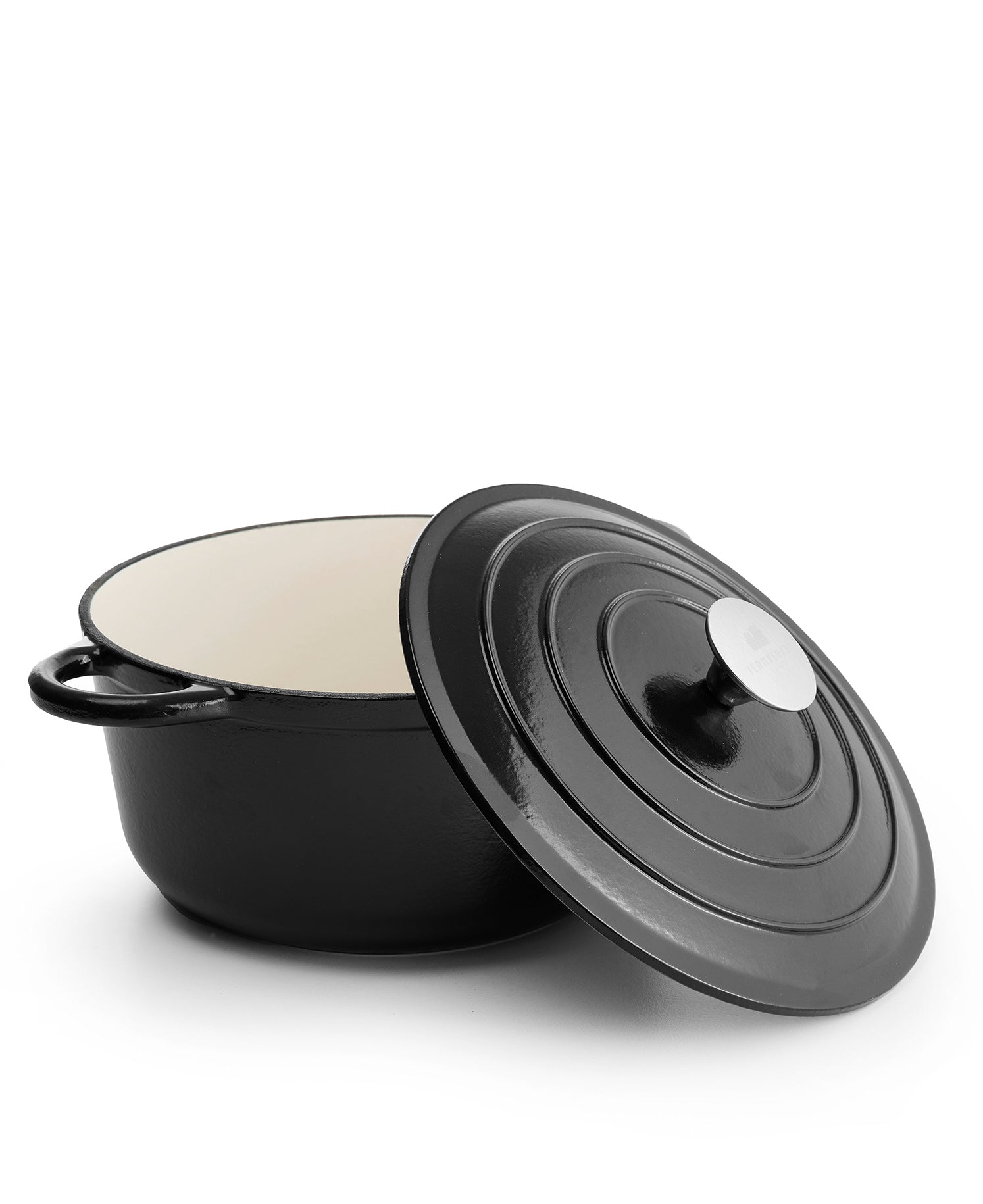 Olla de Hierro Fundido con Tapa , 4,2 Litros, 24 cm de diámetro,  Negro Mate