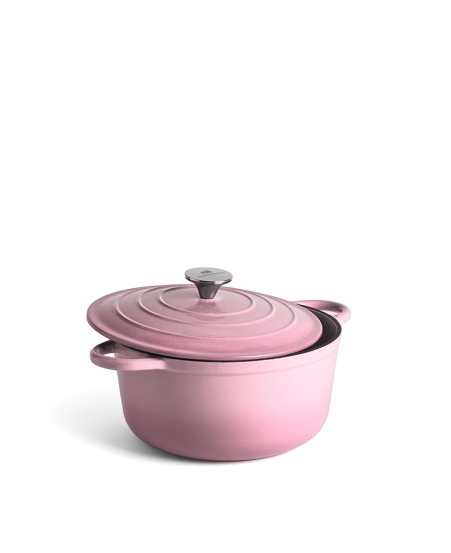 Olla de Hierro Fundido con Tapa , 4,2 Litros, 24 cm de diámetro,  Rosa Retro