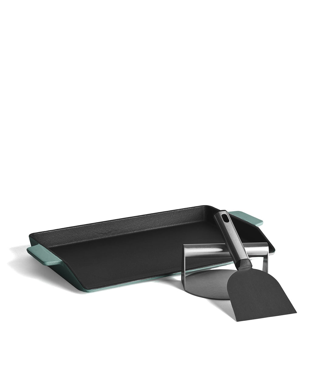Kit Plancha Hierro Fundido Burger & Grill Verde 40x25 cm