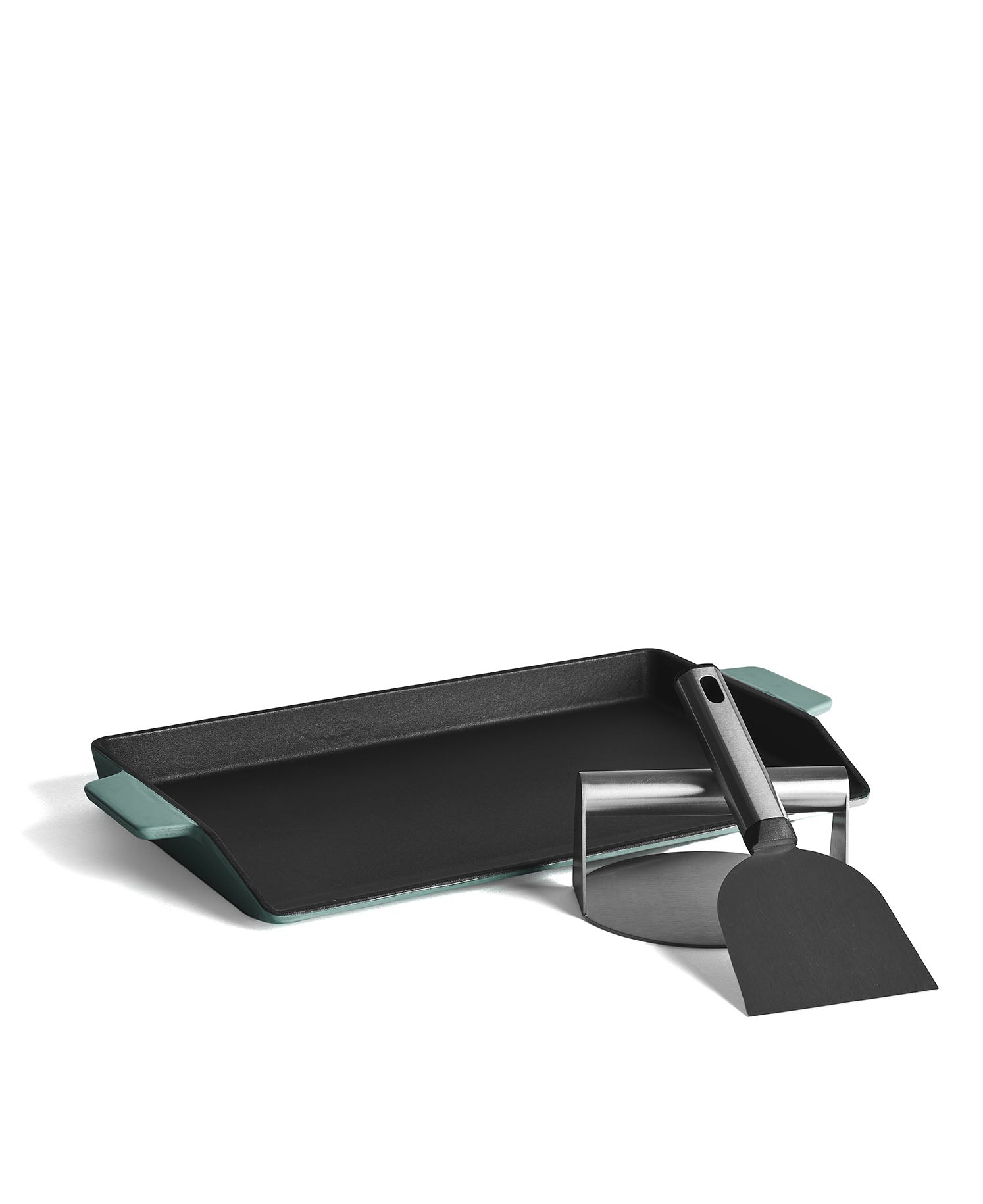Kit Plancha Hierro Fundido Burger & Grill Verde 40x25 cm