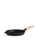 Sartén de Hierro Fundido 28 cm de diametro Negra con Mango de Madera
