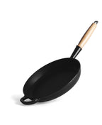 Sartén de Hierro Fundido 28 cm de diametro Negra con Mango de Madera
