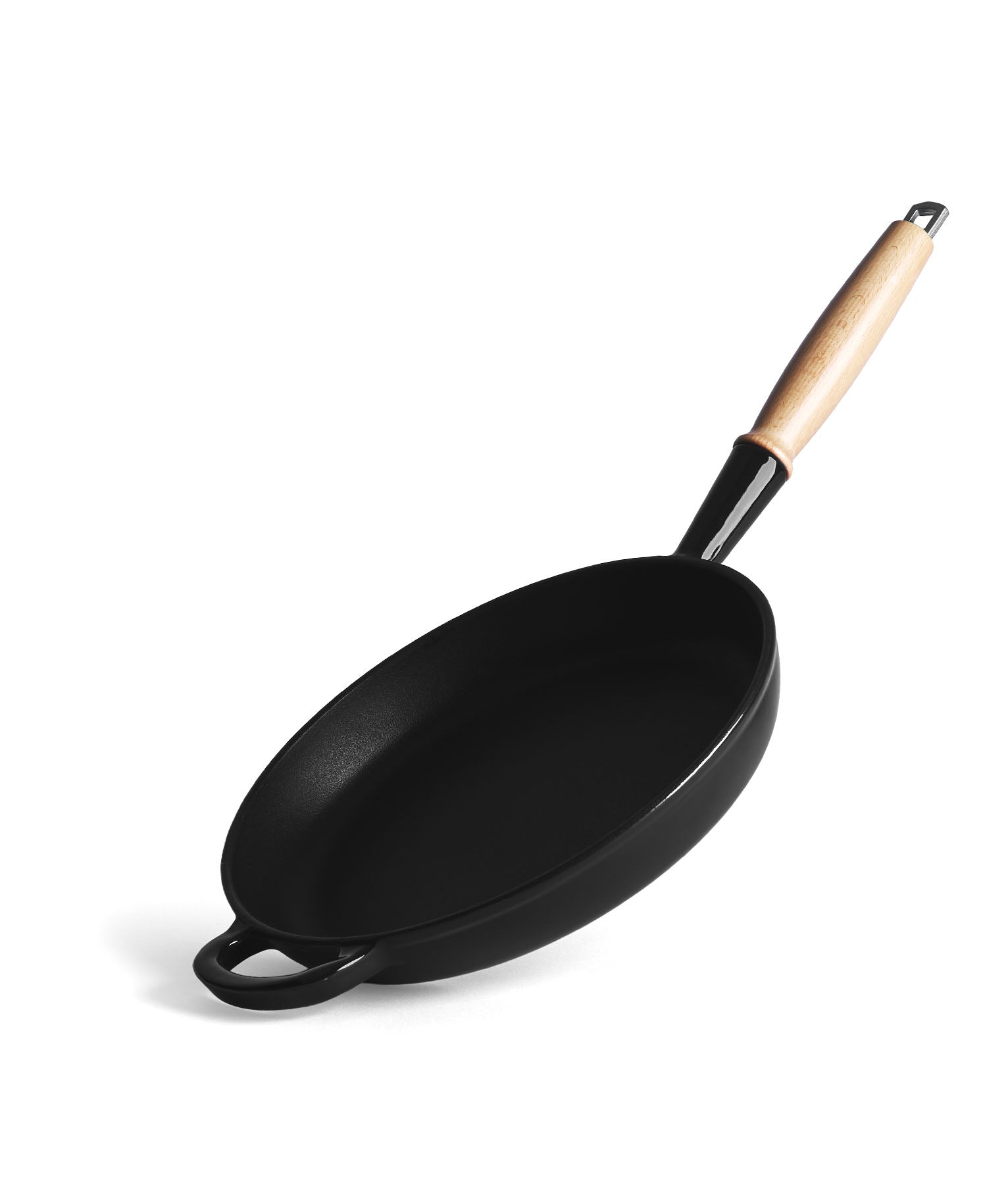 Sartén de Hierro Fundido 28 cm de diametro Negra con Mango de Madera