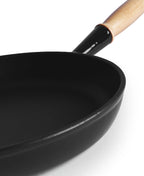 Sartén de Hierro Fundido 28 cm de diametro Negra con Mango de Madera
