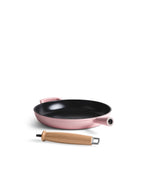 Sartén de Hierro Fundido 28 cm de diametro Rosa Retro con Mango de Madera
