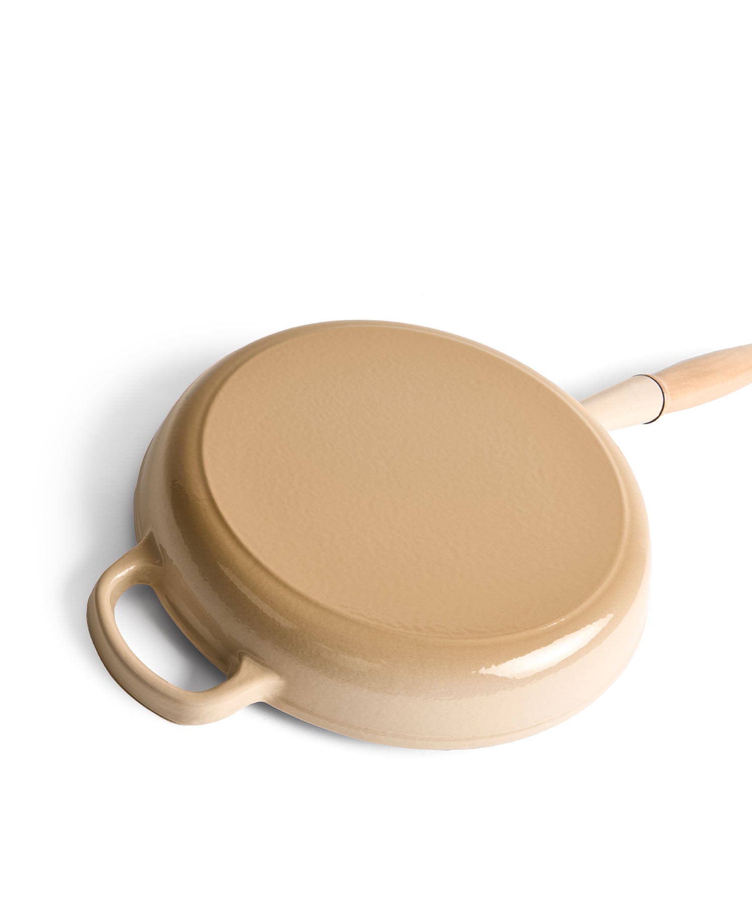 Sartén de Hierro Fundido 28 cm de diametro Blanco Crema con Mango de Madera