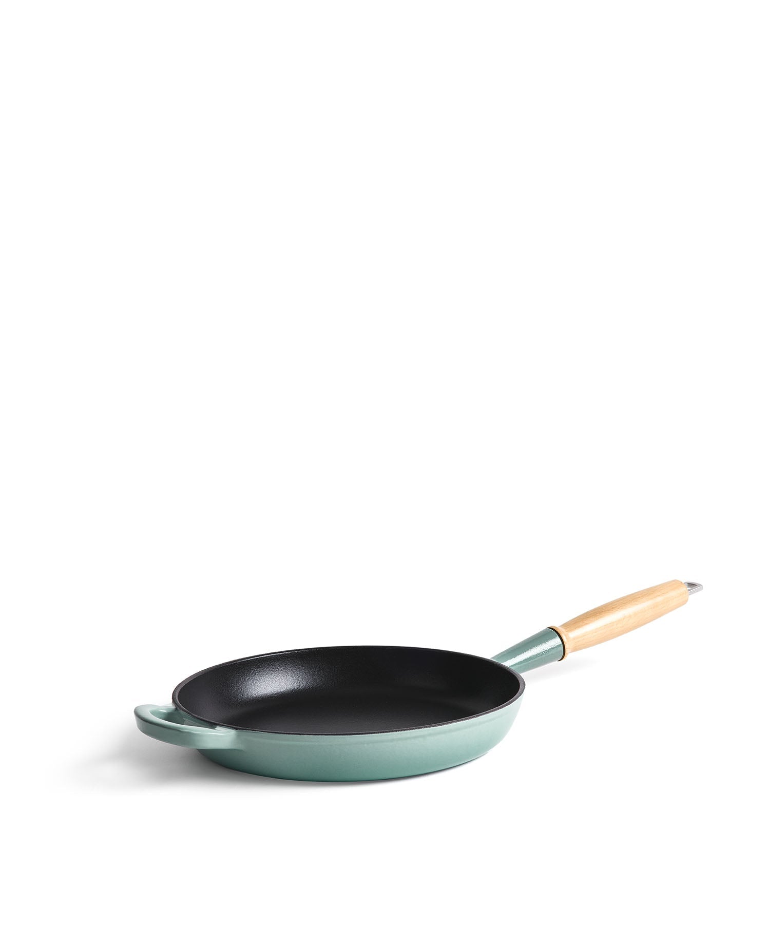 Sartén de Hierro Fundido 28 cm de diametro Verde Retro con Mango de Madera