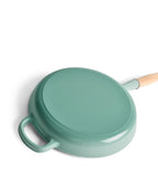 Sartén de Hierro Fundido 28 cm de diametro Verde Retro con Mango de Madera
