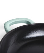 Sartén de Hierro Fundido 28 cm de diametro Verde Retro con Mango de Madera