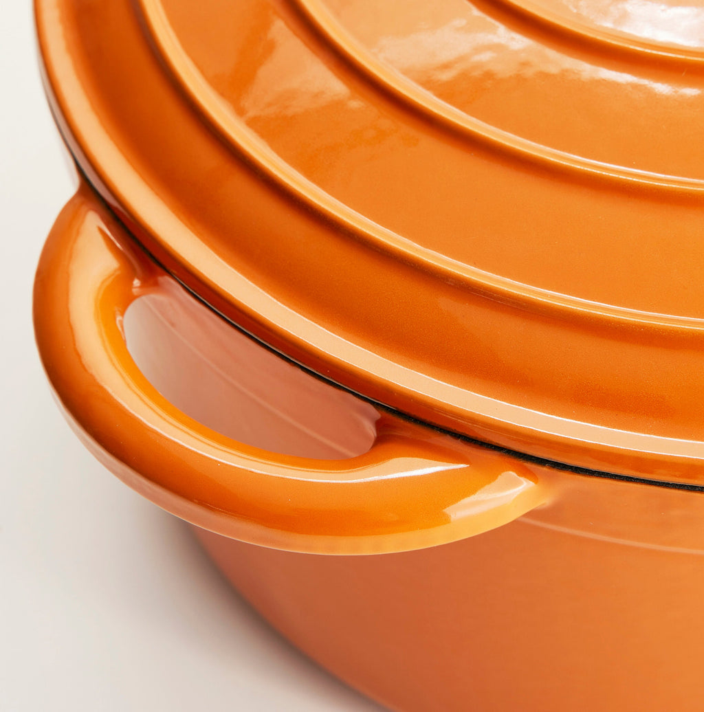 Olla Grande de Hierro Fundido con Tapa , 7 Litros, 29 cm diametro, Naranja